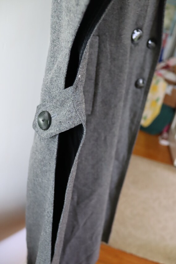Long Gray Wool Cape with Button Front -Long Gray … - image 5
