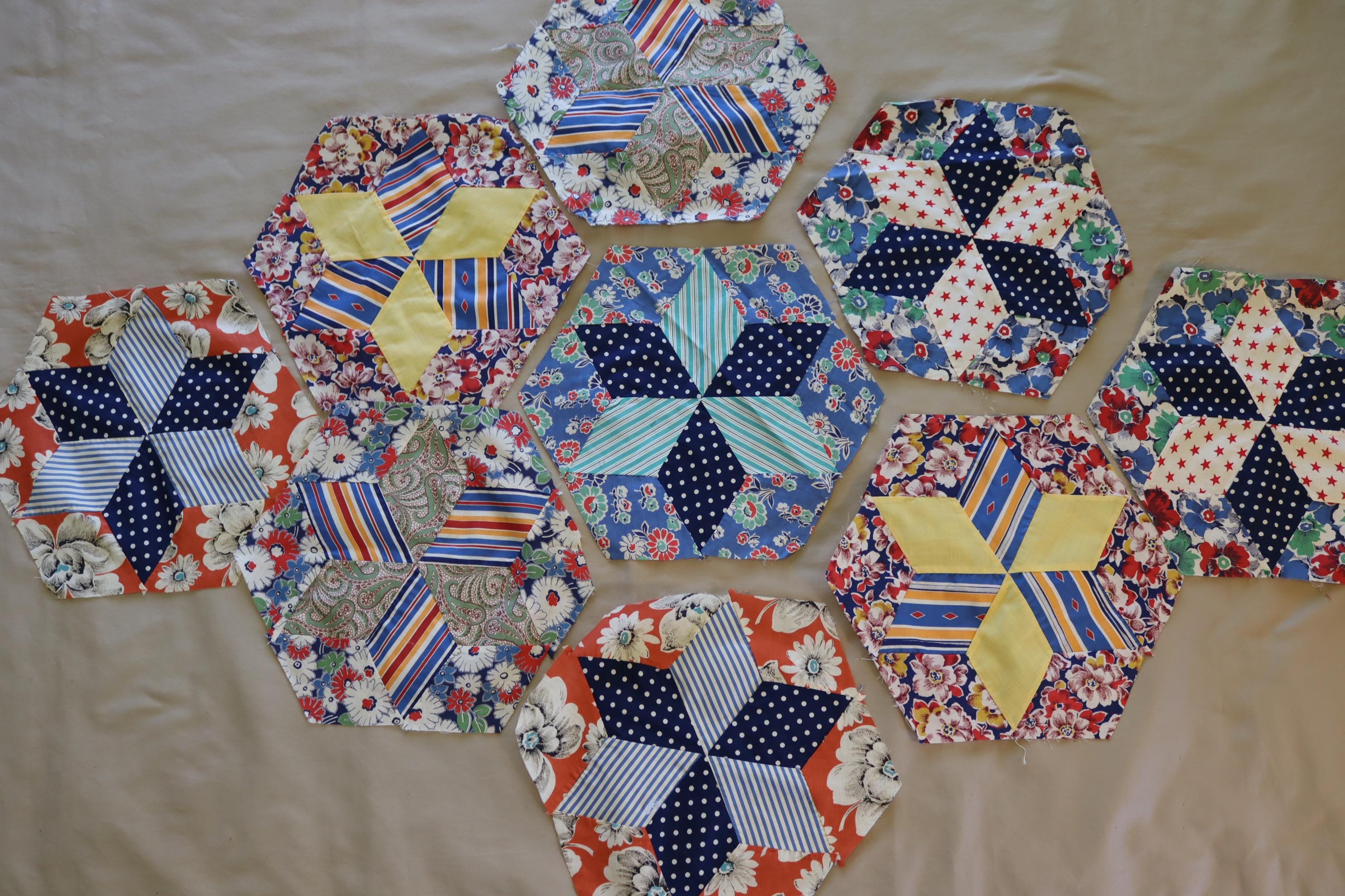 Antique quilt grandmothers flower garden - Etsy 日本
