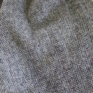 Light Gray Herringbone Wool Fabric - Vintage Gray Wool Tweed  Fabric for clothing, patchwork, cosplay or historical costumes