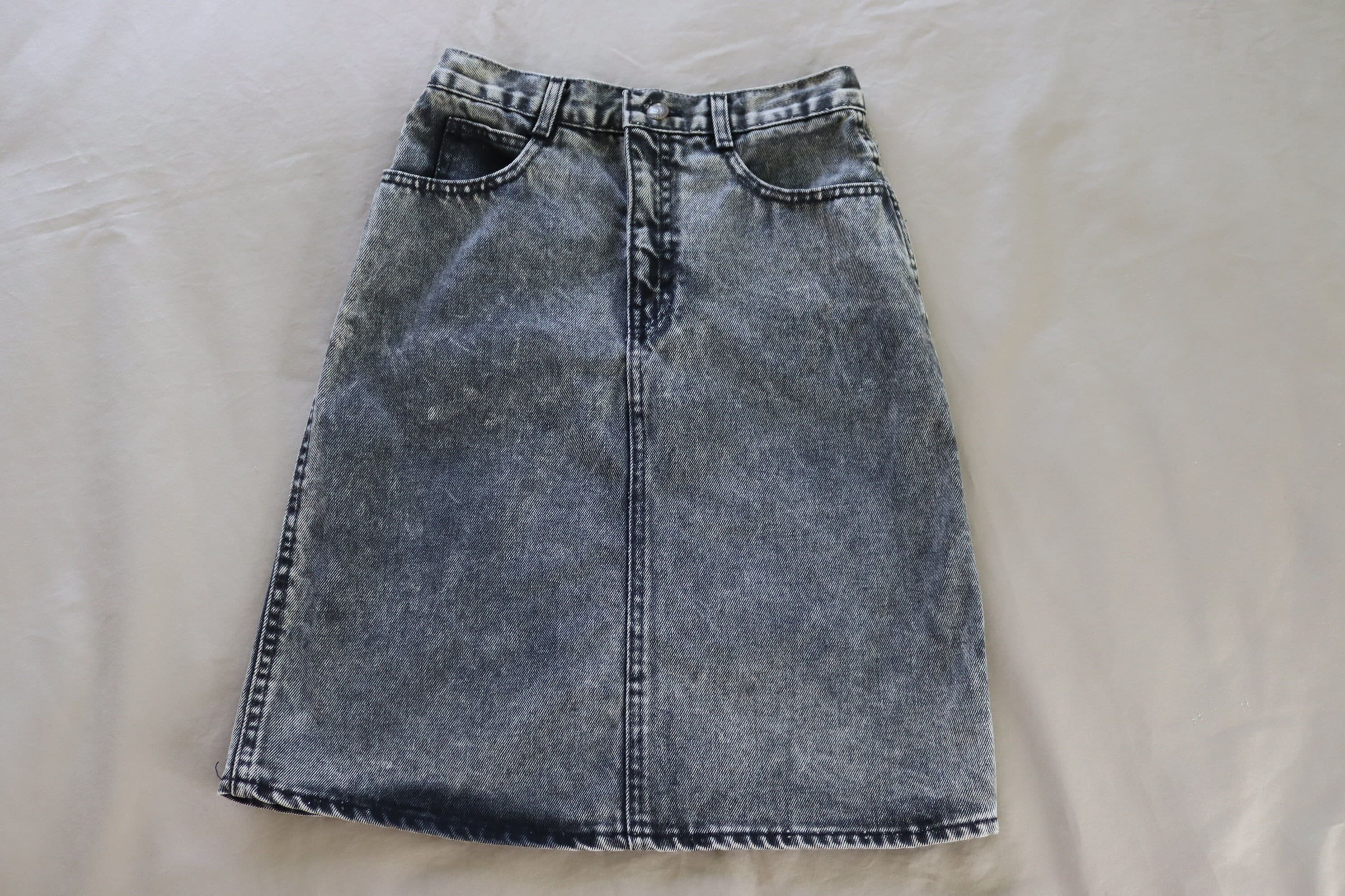 1980s Fashion Ripped Jean Skirt 80s 80s Denim Skirt