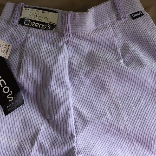 1980s high-rise Lavendar Corduroy Pants with original tags - vintage light purple corduroy Cheeno's Pants - 80s preppy style