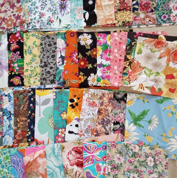 50 Precut 6 Inch Floral Fabric Squares for Quilting or Crafts