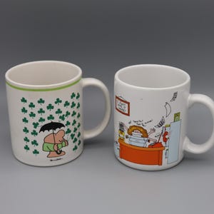 1981 Ziggy Shamrock Mug OR 1984 Hallmark How to Get Along at the Office Mug - Vintage Ziggy Collector - Vintage Hallmark Collector Cup