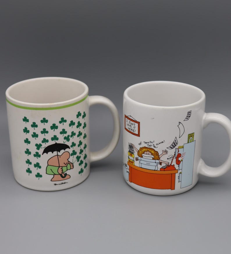 1981 Ziggy Shamrock Mug OR 1984 Hallmark How to Get Along at the Office Mug - Vintage Ziggy Collector - Vintage Hallmark Collector Cup