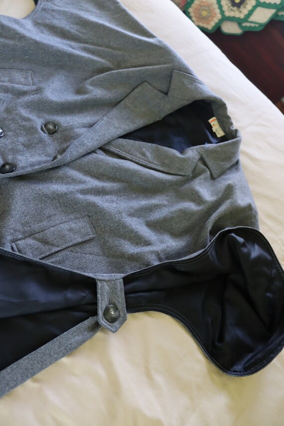 Long Gray Wool Cape with Button Front -Long Gray … - image 4