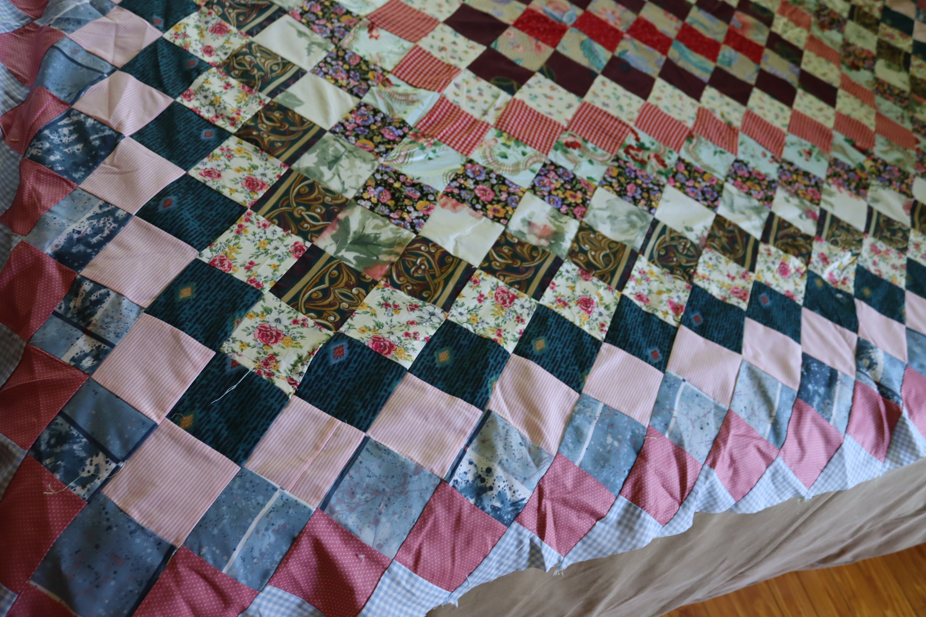 ヴィンテージ アラウンド ザ ワールド キルトトップ - スクラップ