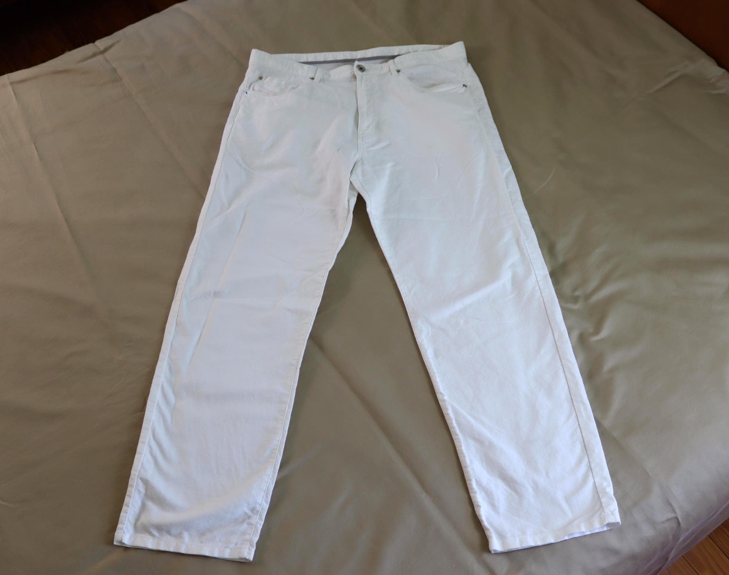 White Linen-blend Pants by Calvin Klein - White Linen-Cotton Boyfriend Pants 36 waist - White Pants to embroider, dye, or paint