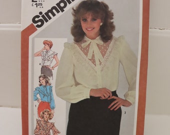 1980s Romantic Ruffled Blouse pattern by Simplicity - 80s Ruffled Prairie Style Blouse Pattern