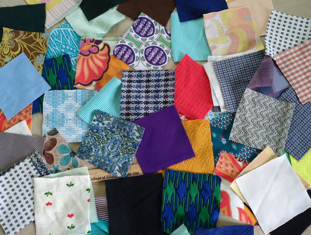 Vintage Double Knit Fabric Squares 3 or 4 Inches Etsy