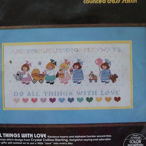 Vintage Girls Cross Stitch Kit: ABC Sampler, 1985 Dimensions