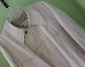 Men's Trench Coat by London Fog - Vintage Tan Canvas Raincoat Size 44 Long - 70s/80s Canvas Trench Coat with Large Collar