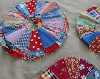 50年代/60年代のドレスデンプレートキルトブロック5個 - ヴィンテージ