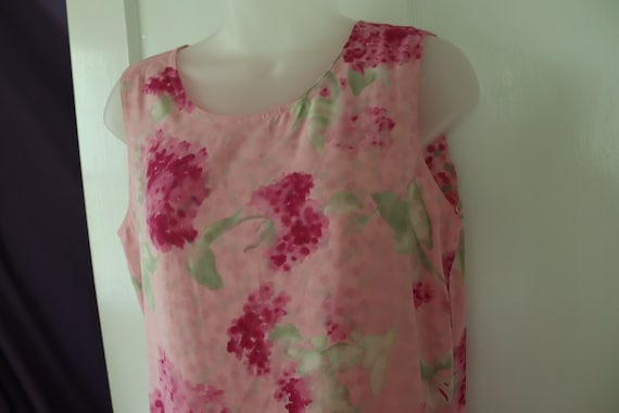 Reversable silky pink tank dress - floral AND pol… - image 5