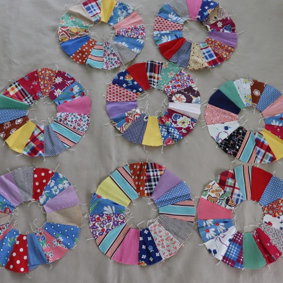 50年代/60年代のドレスデンプレートキルトブロック5個 - ヴィンテージ