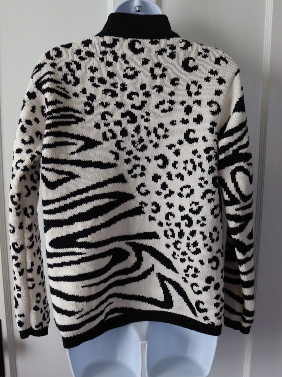 Black & White Leopard and Zebra Cotton Sweater - … - image 4