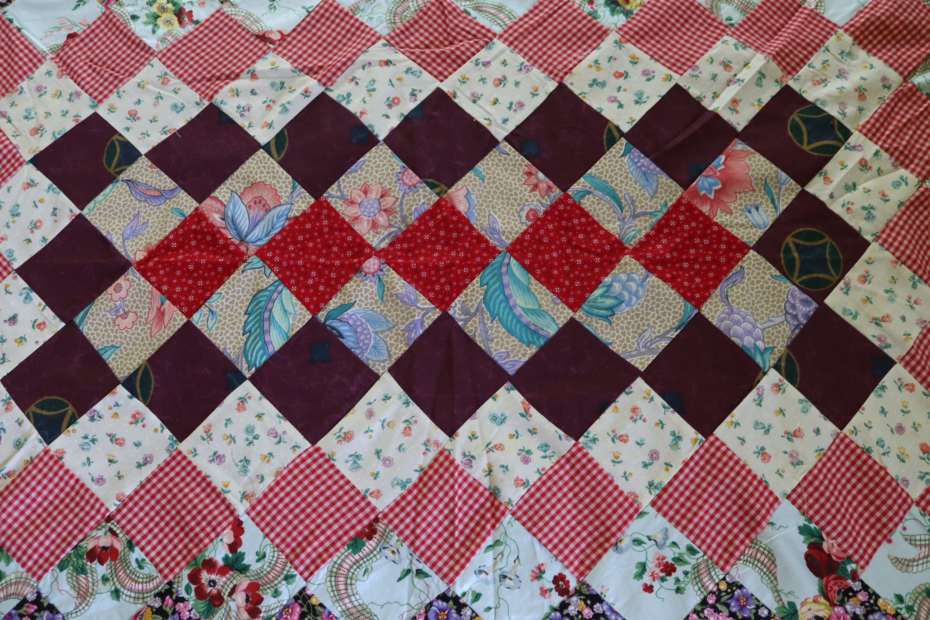 ヴィンテージ アラウンド ザ ワールド キルトトップ - スクラップ