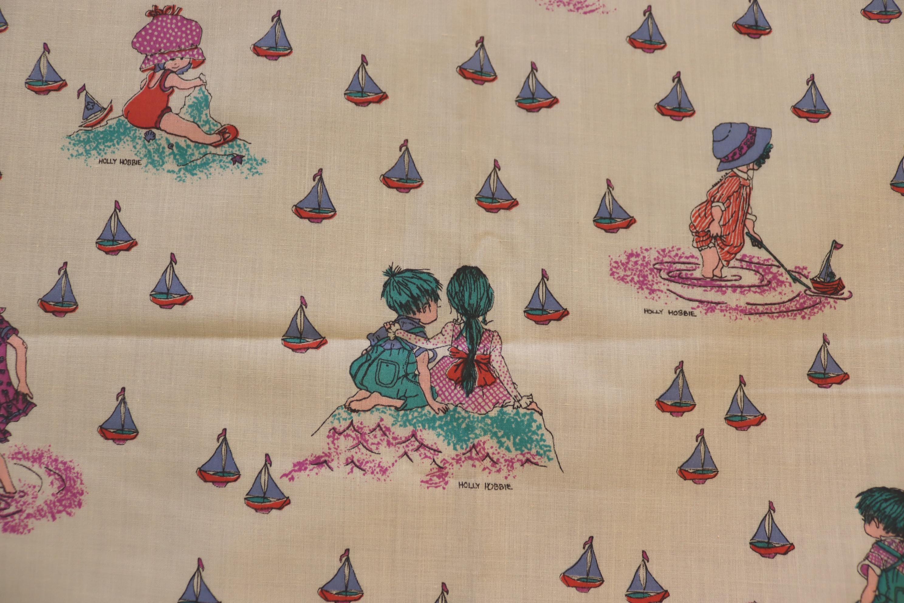70s Holly Hobbie Fabric - Vintage Holly Hobbie at the Seashore