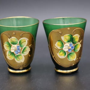 イタリアの手描きリキュールまたはショットグラス2個 - ヴィンテージ