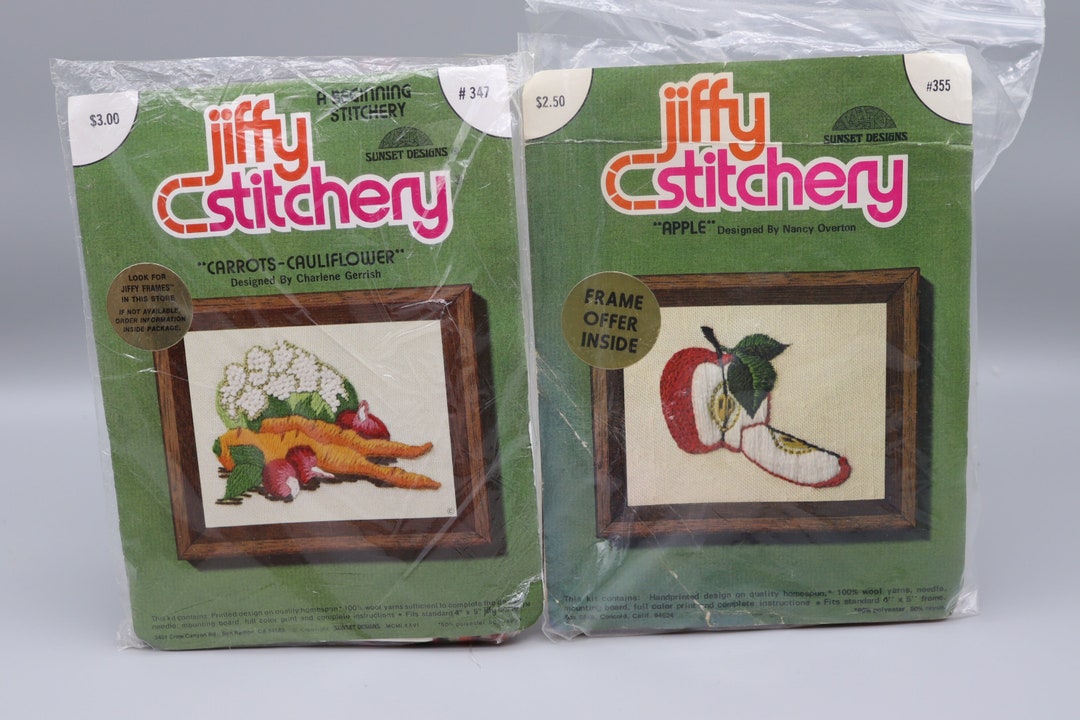 Apple or Vegetable Jiffy Stitchery Crewel Embroidery Kits Etsy