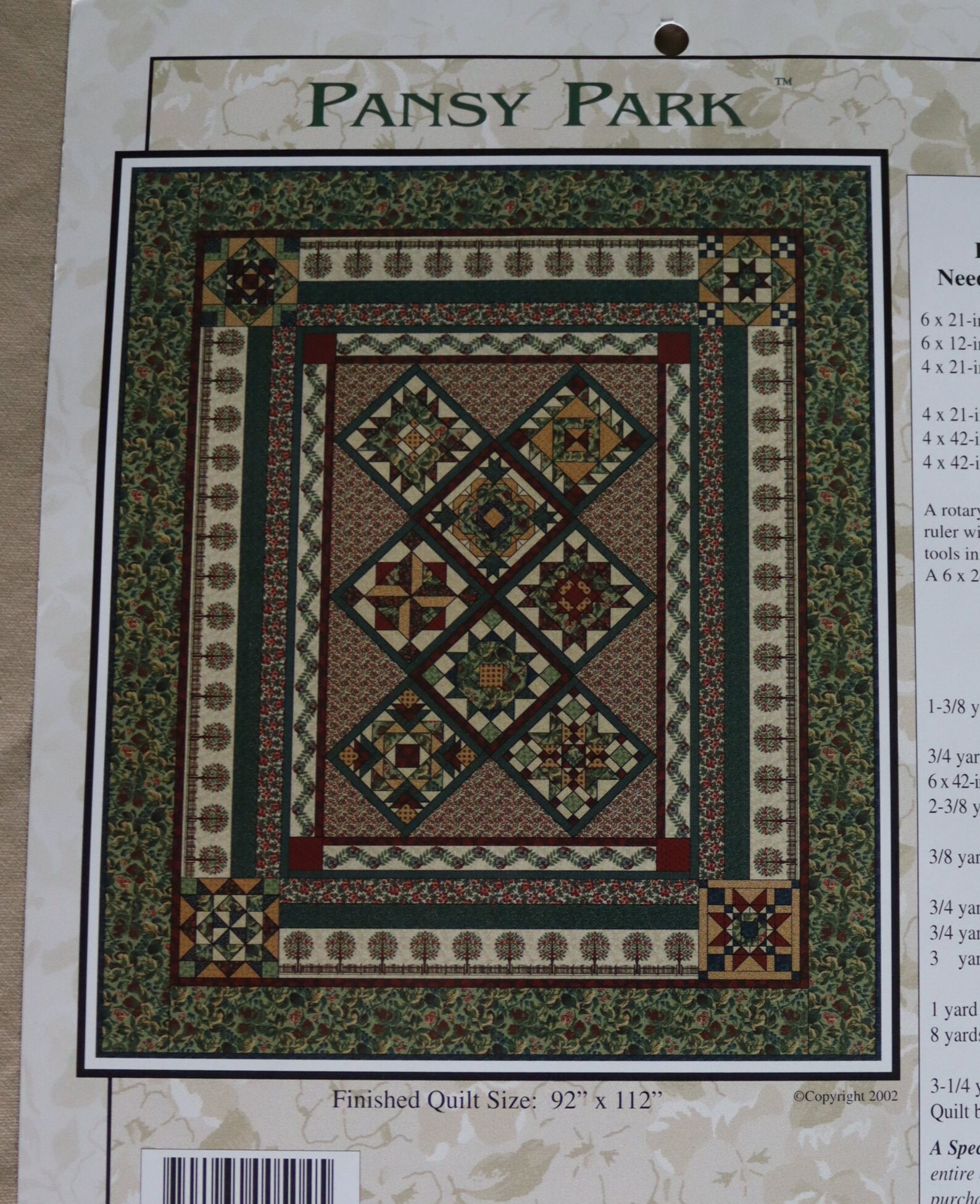 Pansy Park Quilt Patterns and Fabric by Thimbleberries Block Etsy