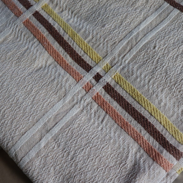 Vintage Plaid Cotton Blanket or Bedspread - Twin Beige Check Cotton Bedspread or Daybed Cover - Perfect for rustic or country decor