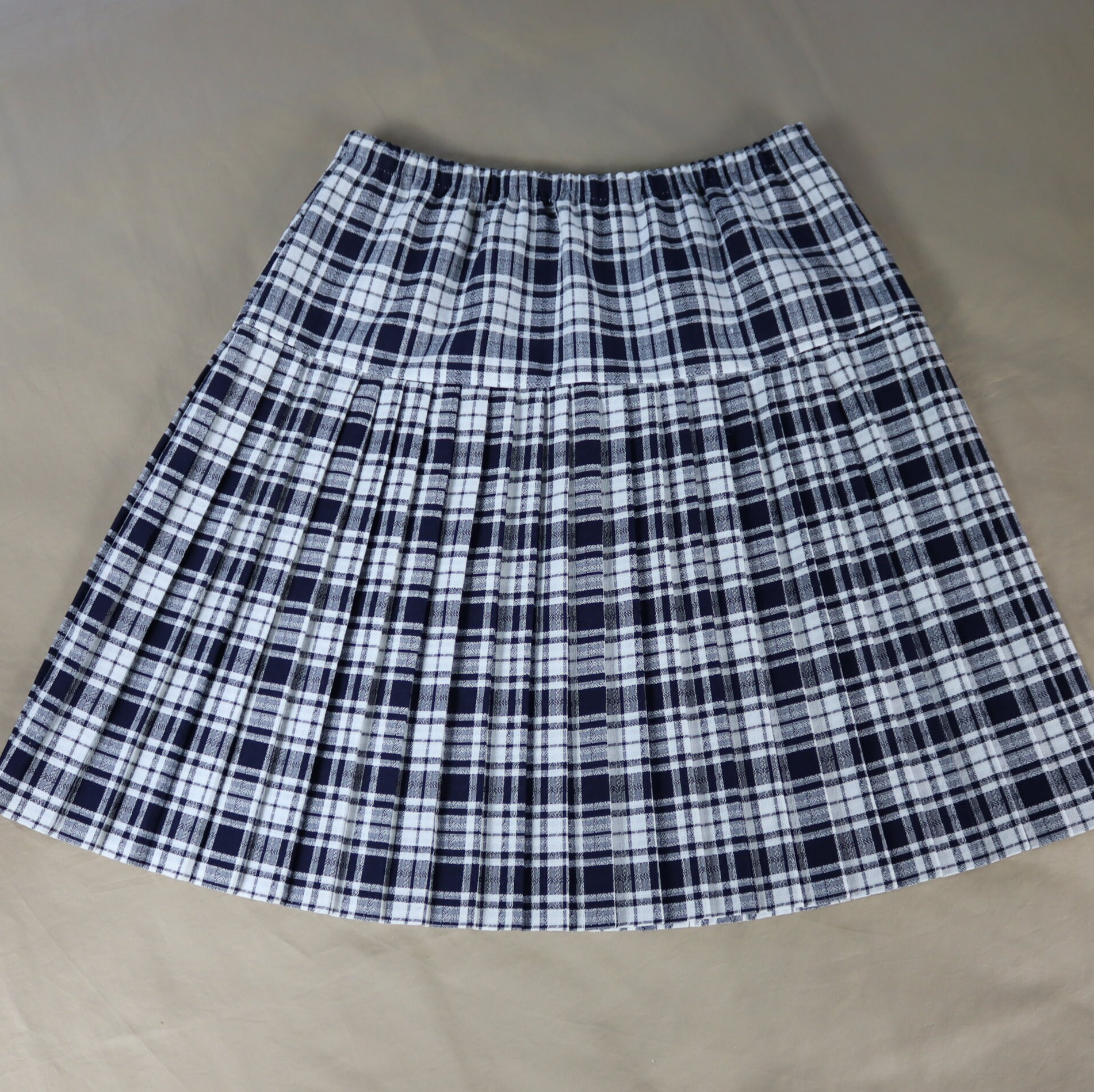 Navy and White Plaid Pleated Skirt for the Voluptuous Woman - Etsy