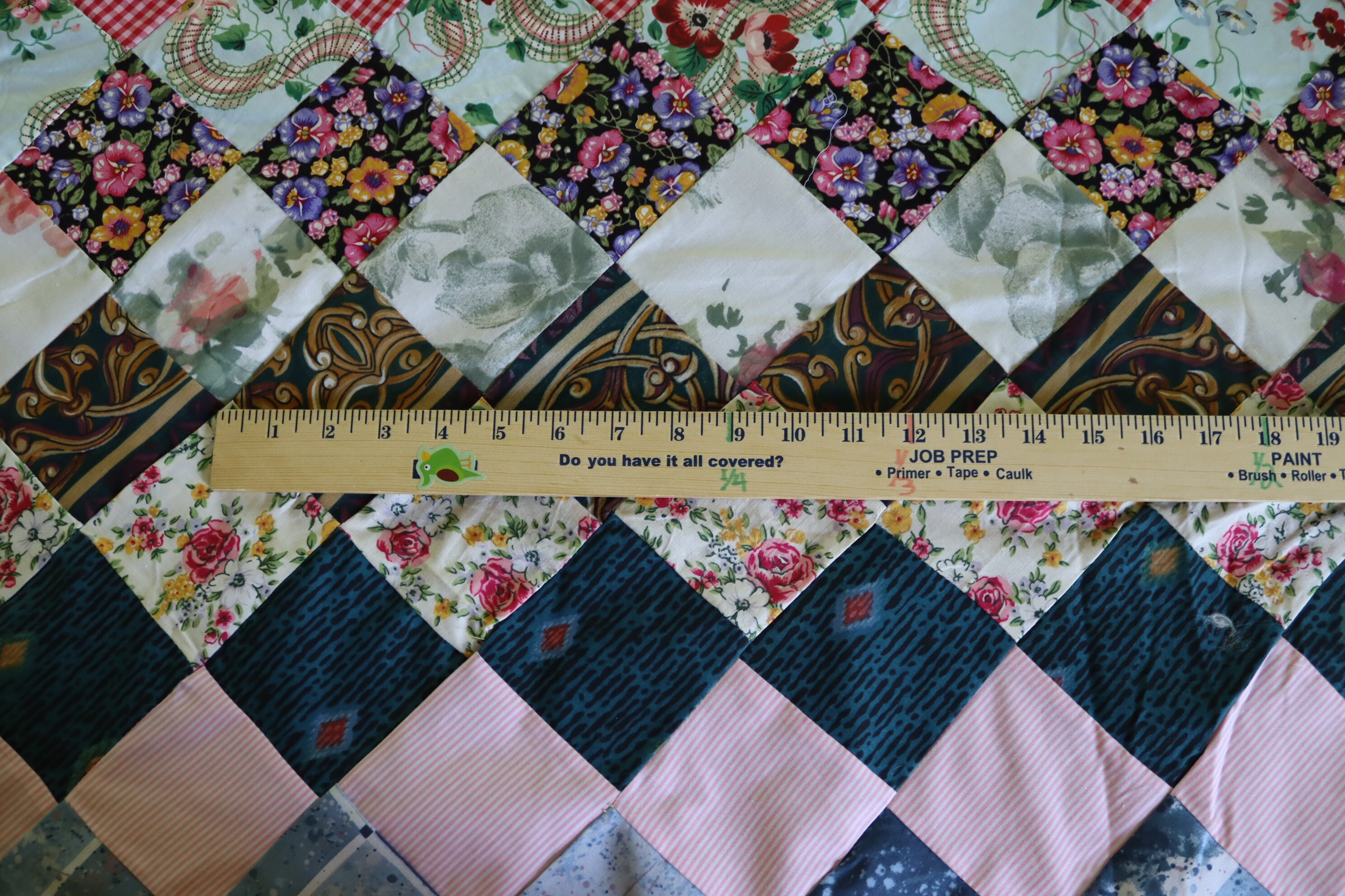 ヴィンテージ アラウンド ザ ワールド キルトトップ - スクラップ