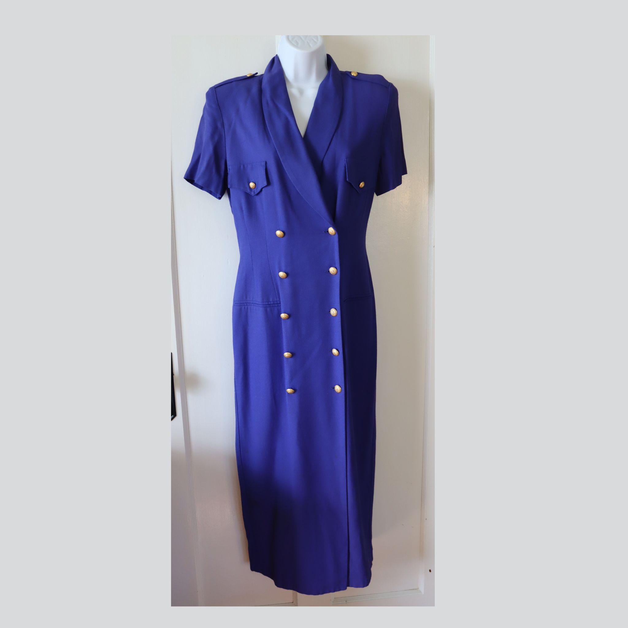 slim fit dress slacks Royal Blue Button Detail Thin Strap Fitted Midi Dress – PinkBlush main image 0