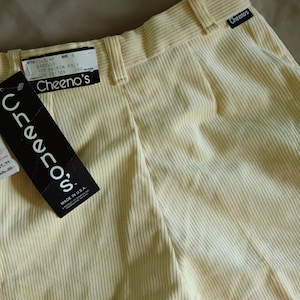 1980s high-rise Yellow Corduroy Pants with original tags - vintage pale yellow corduroy Cheeno&#39;s Pants - 80s preppy style
