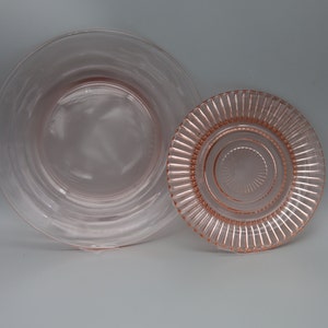 Pink Depression Glas kleine Teller -Queen Mary Pink Brot und Butter Teller 6 Zoll ODER blassrosa 8 Zoll Salatteller -Vintage Pink Glasteller