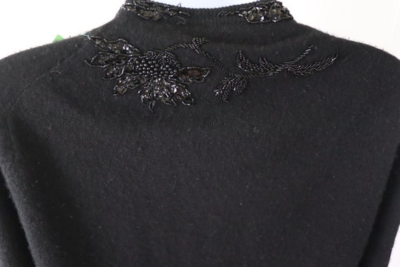 1940s/50s Lambswool Angora Black Beaded Cardigan … - image 7