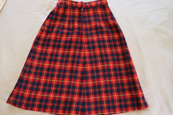 Handmade A-Line Red and Navy Plaid Wool Skirt fro… - image 6