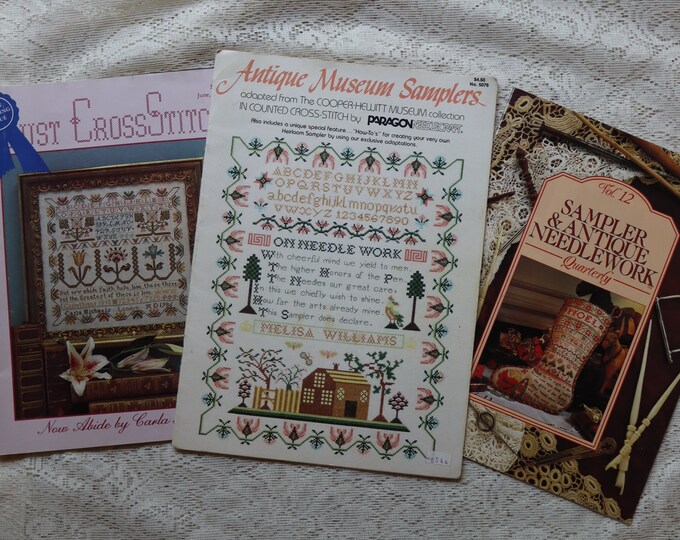 Antique Museum Sampler Patterns by Paragon - Set of 3 Books About Antique Cross Stitch Samplers ...