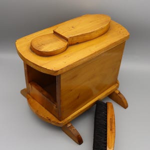 Vintage Shoe Shine Box with shoe brush - Wood Shoe Shine Box - Unique Shoe Polish Box - perfect gift for your favorite shoe lover