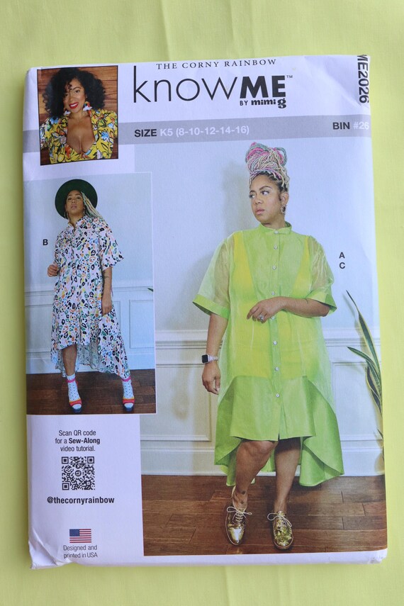 Shirt Dress or Knit Tank Dress Pattern by Know Me by Mimi G-The Corny Rainbow Size 8 - 16 - asymmetrical dress hemline pattern Shirt Dress or Knit Tank Dress Pattern by Know Me by Mimi G-The Corny Rainbow Size 8 - 16 - asymmetrical dress hemline pattern