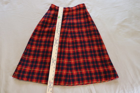 Handmade A-Line Red and Navy Plaid Wool Skirt fro… - image 3