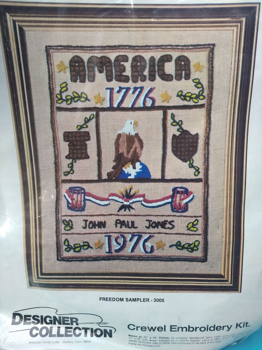 1776 Patriotic American Freedom Sampler Crewel Embroidery Kit ...