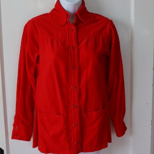 Vintage Red Velvet Blouse - 50s/60s Bright Red Velvet Top with pockets - Vintage Red Velvet Jacket by Porter House - Regina Porter
