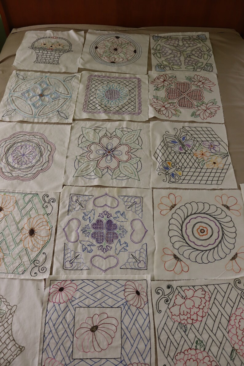 17 Handembroidered Quilt Blocks William Morris / Arts & Etsy