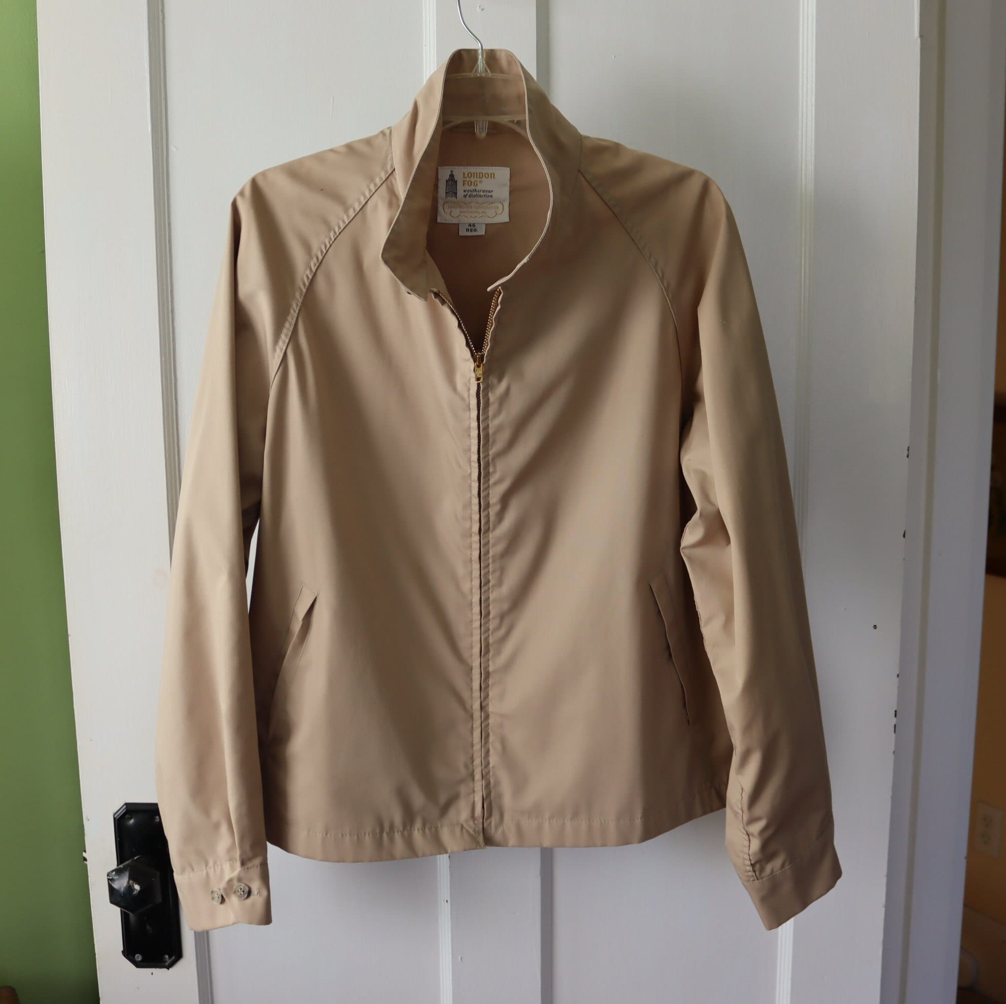 Men's Lightweight Khaki Zipperjacket by London Fog - Vintage Men's Lightweight Khaki Zipperjacket by London Fog - Vintage