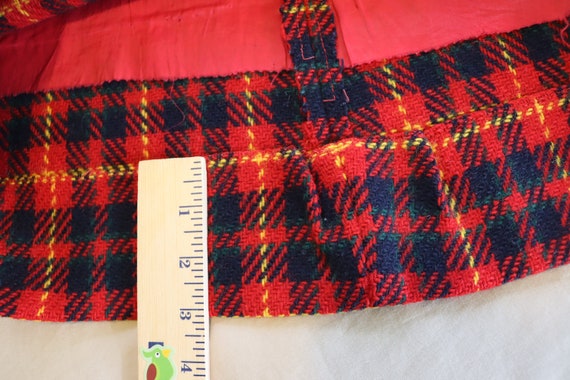 Handmade A-Line Red and Navy Plaid Wool Skirt fro… - image 5