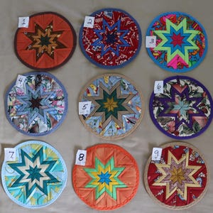 Handmade Kitchen Hot Pads; Folded Star or Amish Star Pattern Hot Pads - Perfect hostess gift!