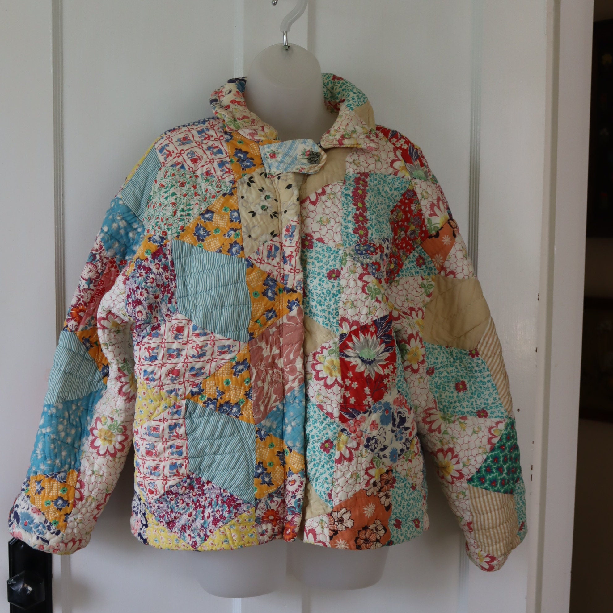 Feed Sack Quilt Jacket Vintage Upcycled Quilt Jacket by KAS