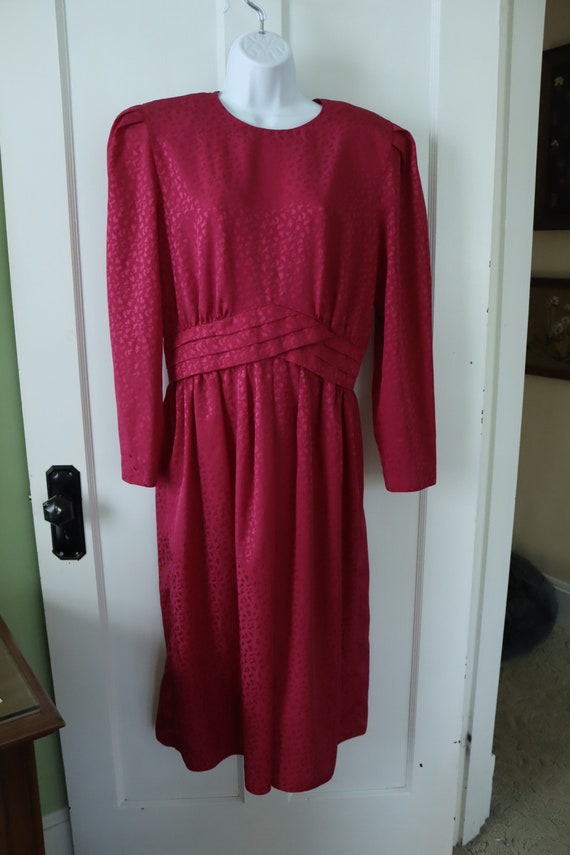 Bright Pink Silky Dress With Long Sleeves - 80s/90s Pretty Pink Midi Dress  - Rose Pink Vintage Dress With Long Sleeves - Etsy