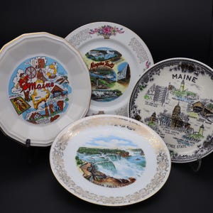 State Souvenir Collectible Plates - Maine Souvenir Plates, Niagara Falls Souvenir Plate, Canada Souvenir Plate - Vintage Travel Souvenirs