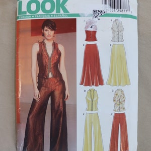 Vest/Sleeveless Top, Full Skirt, Wide Leg Pants Pattern by New Look/Simplicity 6182 Size 8 - 18 - Dressy Vest and Pants and Skirt Pattern