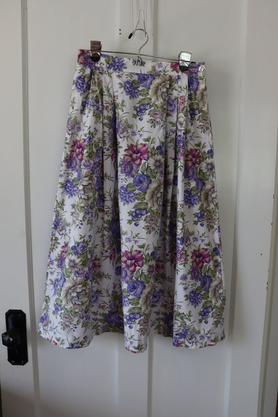 Pink and Purple Flowers Full Skirt - 100% cotton s