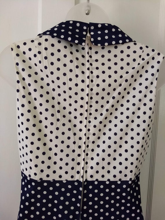 Vintage Navy and White Polka Dot Sleeveless Long … - image 7