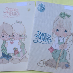 Precious Moments Counted Cross Stitch Patterns - Vintage Precious Moments Togetherness PM 16 AND Precious Moments Year PM24 Cross Stitch