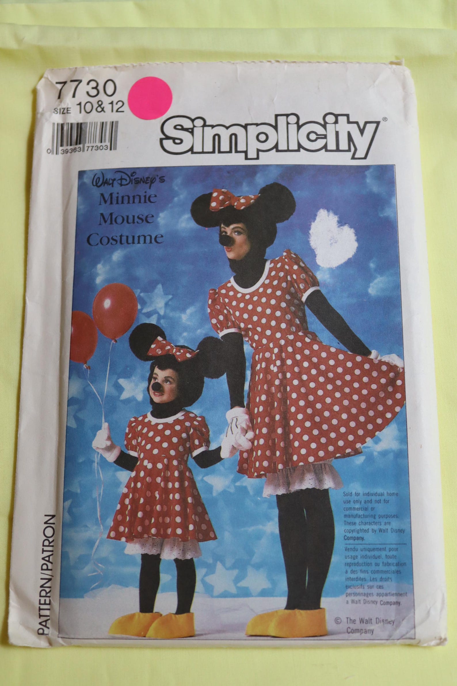 Disney Minnie Mouse Costume Pattern-simplicity 7730 Child Minnie Mouse ...